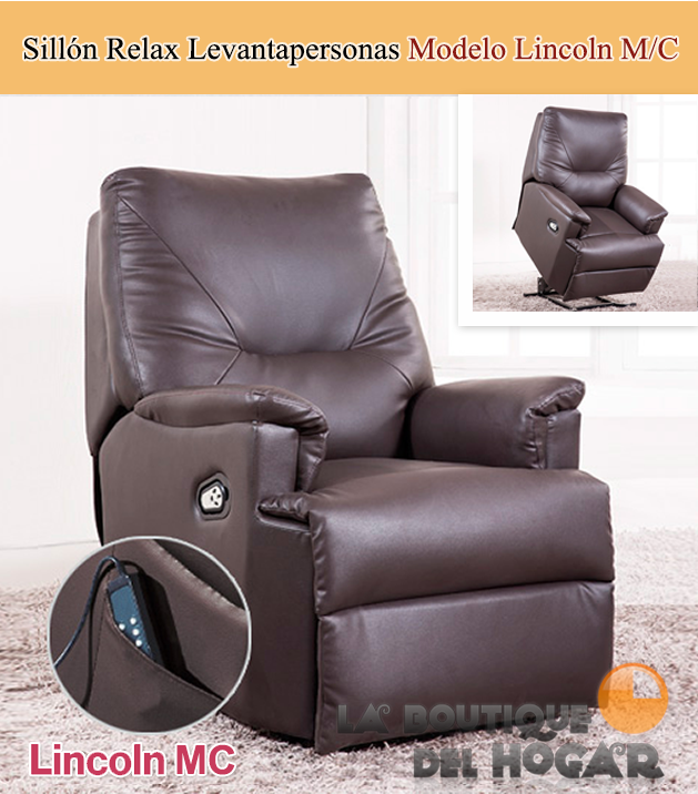 Sillón Relax Levantapersonas Modelo Lincoln en polipiel - Color Chocolate