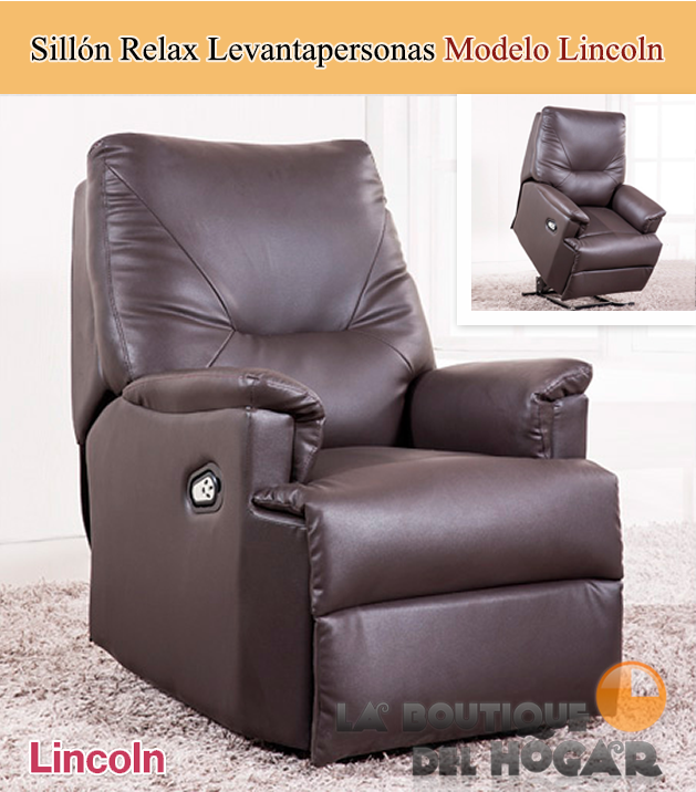 Sillón Relax Levantapersonas Modelo Lincoln en polipiel - Color Chocolate