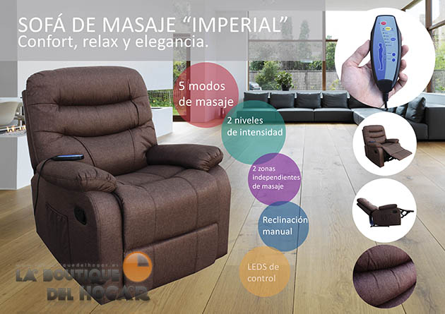 Sillón de Masaje Relax de piel Balancín y giratorio 360º ECO-8500