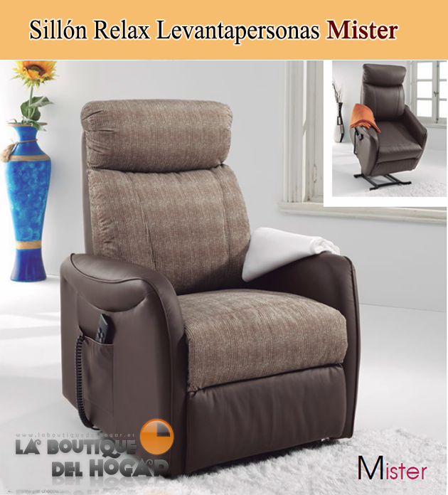 Sillón Relax Levantapersonas en Tela y Polipiel Modelo Mister