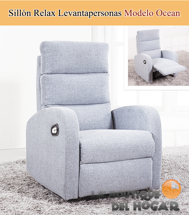 Sillón Relax Levantapersonas Modelo Ocean en Tela Bali Gris Pearl