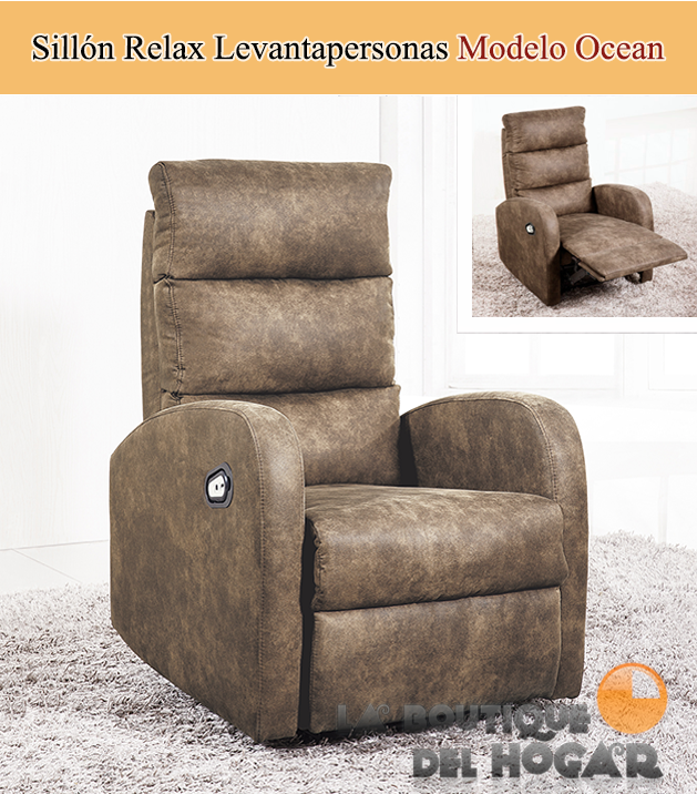 Sillón Relax Levantapersonas Modelo Ocean en Tejido Terra Cuir