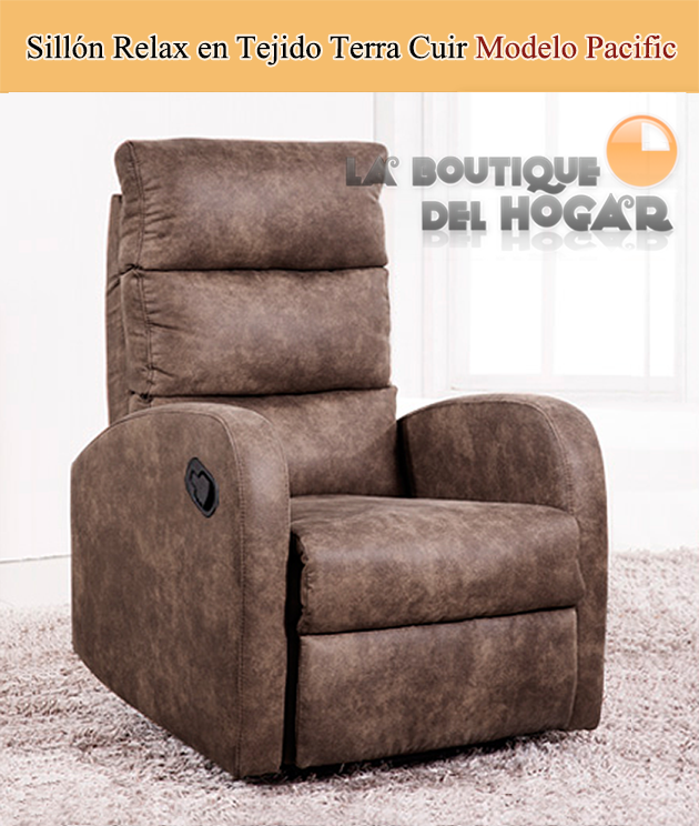 Sillón Relax Pared Cero Grados Modelo Pacific en Tela Terra Cuir