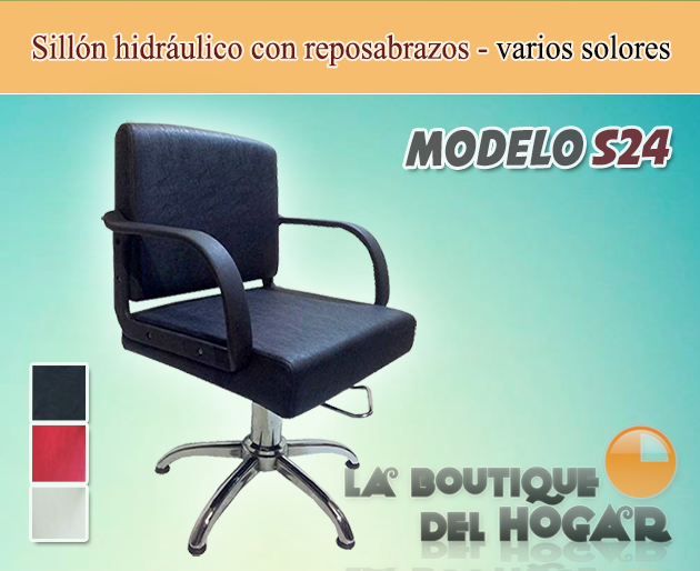 Sillón hidráulico para señora con reposabrazos Modelo S24 - varios colores