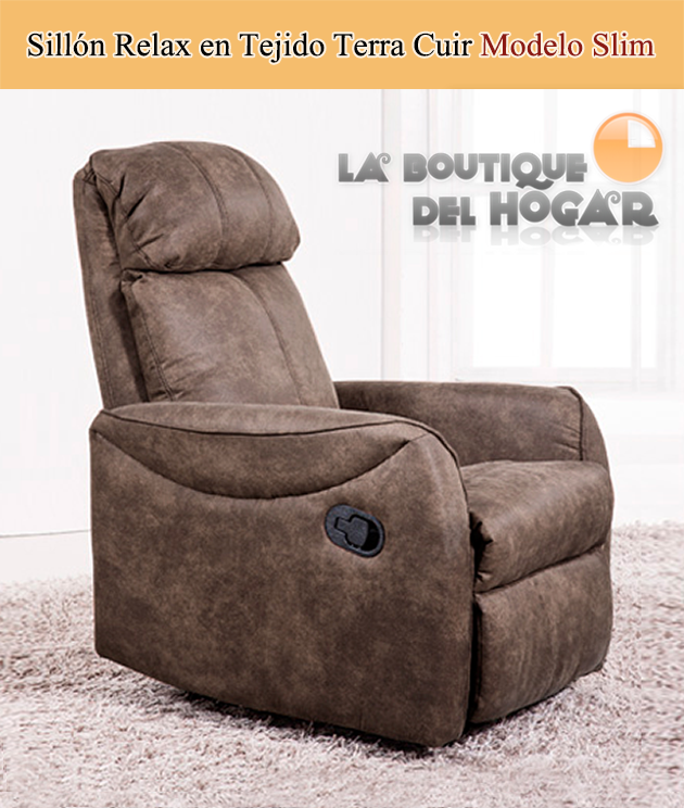 Sillón Relax Pared Cero Grados Modelo Slim en Tejido Terra Cuir