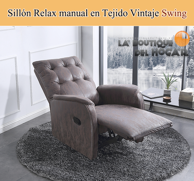 Sillón Relax en Tejido Vintage chocolate Modelo Swing