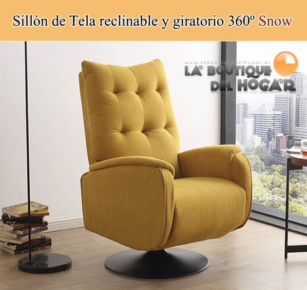 Sillón Relax en Tela reclinable y giratorio 360º Modelo Snow