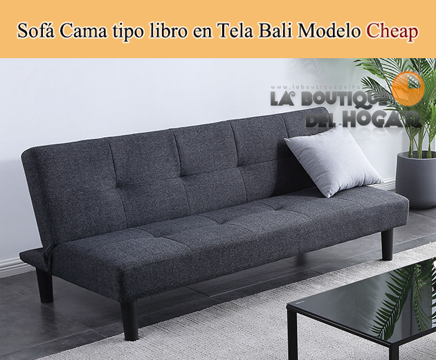 Sofá Cama en Tela Bali con Sistema de apertura clic clac tipo libro Modelo Cheap