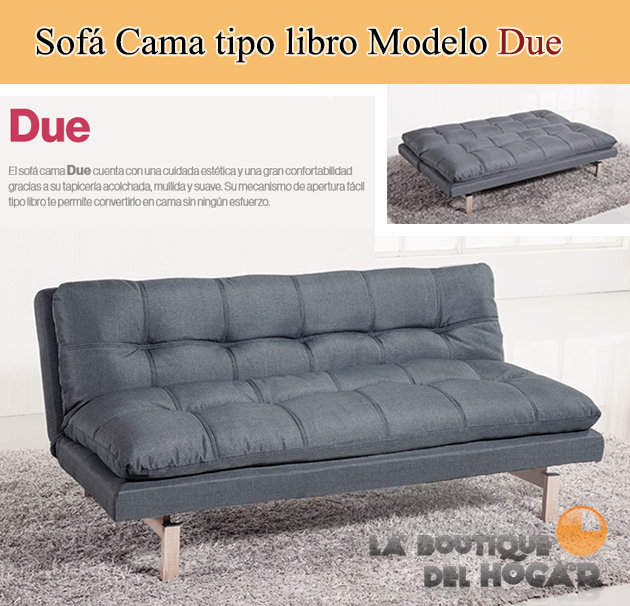 Sofá Cama Modelo Due en Tela con Sistema de apertura tipo libro