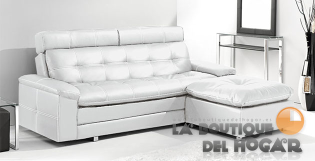 Sofá Cama Modelo Durban con Sistema de apertura tipo libro y Puf Chaise Longue