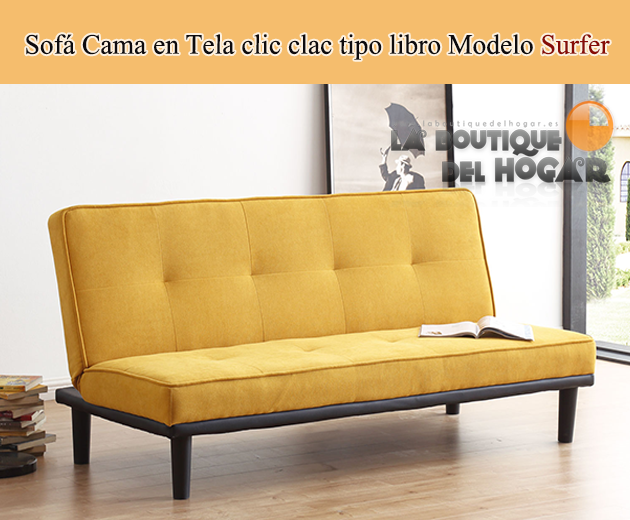 Sofá Cama en Tela con Sistema de apertura clic clac tipo libro Modelo Surfer