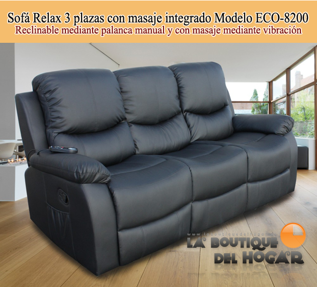 Sofá Relax 3 plazas con masaje integrado ECO-8200