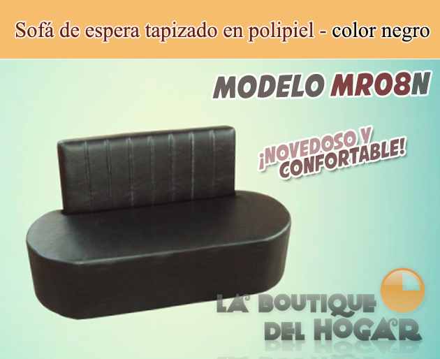 Sofá de espera tapizado en polipiel liso Modelo MR08N - color negro