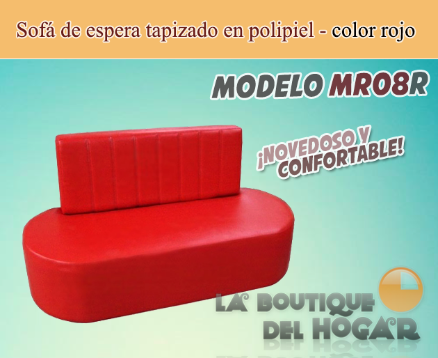 Sofá de espera tapizado en polipiel liso Modelo MR08R - color rojo