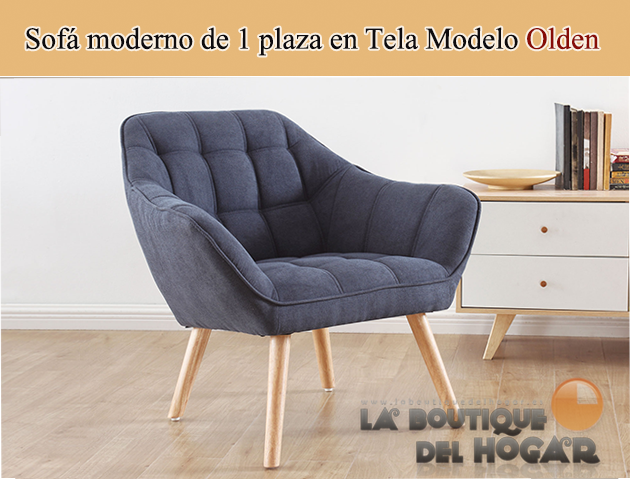 Sofá de diseño moderno de 1 plaza en Tejido de Tela Modelo Olden