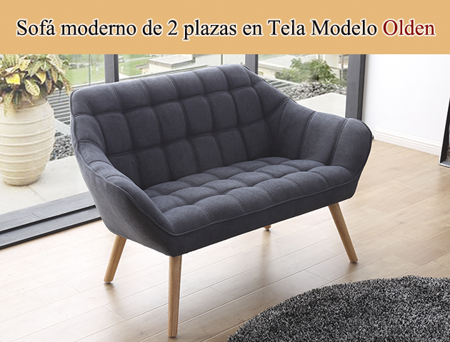 Sofá de diseño moderno de 2 plazas en Tejido de Tela Modelo Olden