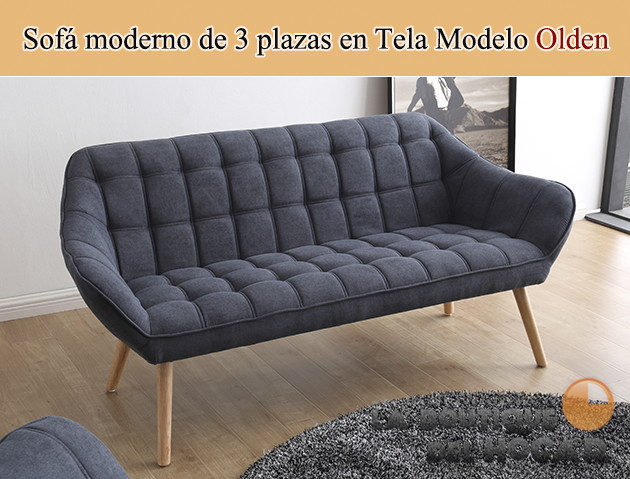 Sofá de diseño moderno de 3 plazas en Tejido de Tela Modelo Olden