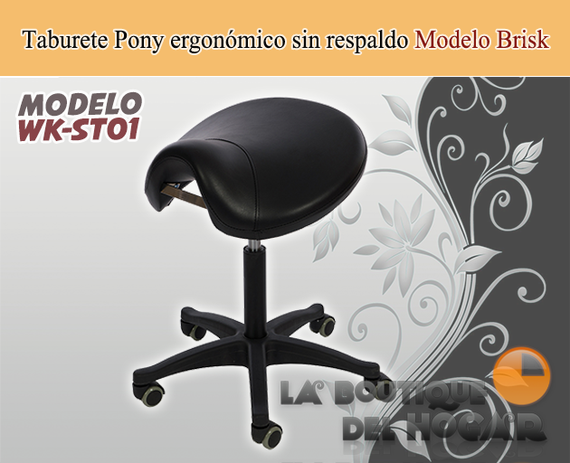 Taburete Pony ergonómico sin respaldo regulable en altura Brisk Modelo WK-ST01