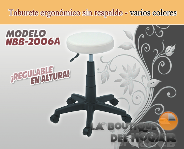 Taburete ergonómico sin respaldo regulable en altura Modelo NBB-2006A
