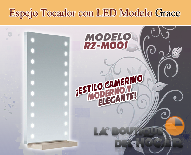 Tocador con espejo LED estilo Camerino Grace Modelo RZ-M001