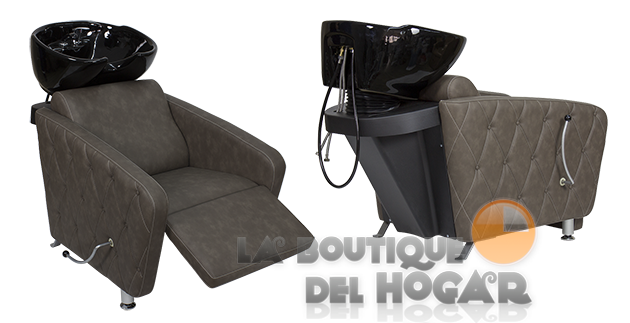 Lavacabezas Cubo reclinable con reposapies regulable en altura - color marron grisaceo