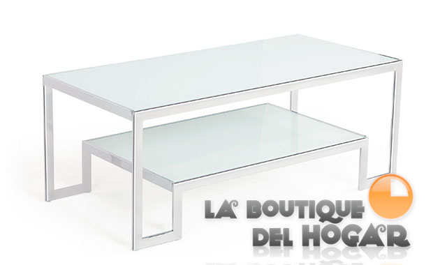 Mesa de Centro cromada con estante inferior Modelo Harmony