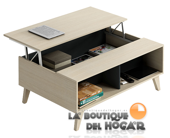 Mesa de Centro elevable con revistero para comedor Modelo Zaiken