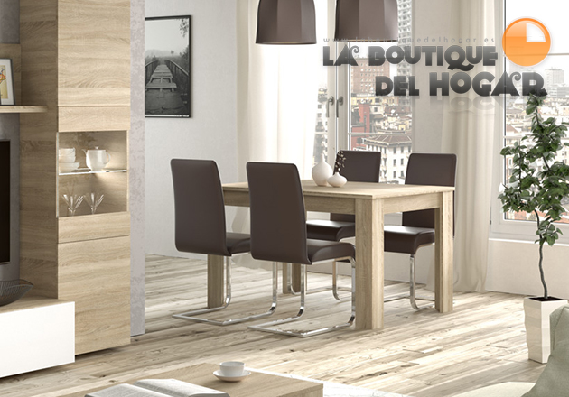 Mesa Extensible para salón comedor o cocina Modelo Práctico roble