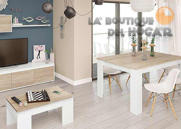 Mesa Extensible para salón comedor o cocina Modelo Práctico roble
