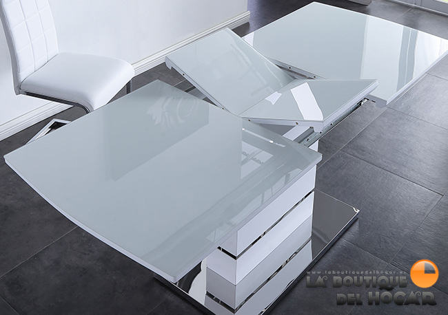 Mesa Extensible para salón comedor Modelo Spring - Cristal Templado
