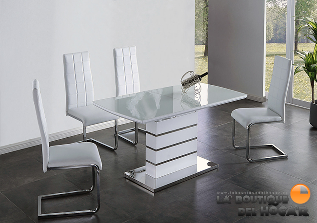 Mesa Extensible para salón comedor Modelo Spring - Cristal Templado