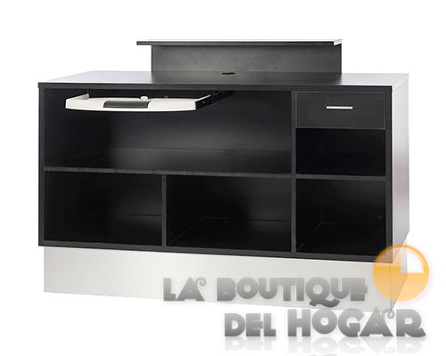 Mueble de recepción de madera con cajón y estantes Bazaar Modelo RZ-R001 - color negro