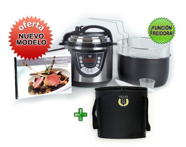 Cocina Programable GM modelo D Funcion freidora y Funcion de Voz – 6 litros + Bolsa de transporte GM