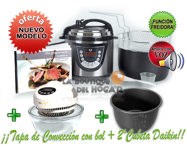 PACK Cocina Programable GM modelo D Funcion freidora 6 litros + Cabezal Tapa de Conveccion halogena