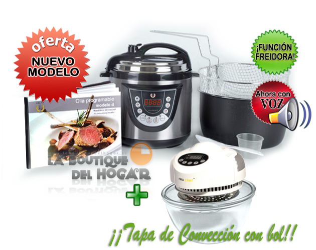 PACK Cocina Programable GM modelo D Funcion freidora 6 litros + Cabezal Tapa de Conveccion halogena con bol