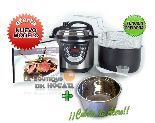 PACK Cocina Programable GM modelo D Funcion freidora 6 litros + cubeta acero