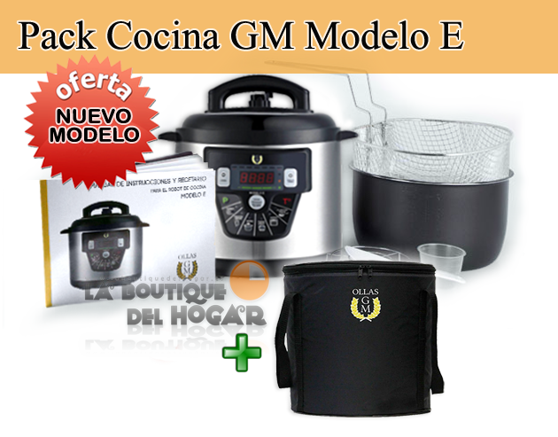Olla Programable GM modelo E Funcion freidora y Función de Voz – 6 litros + Tapa de Convección halógena 6L