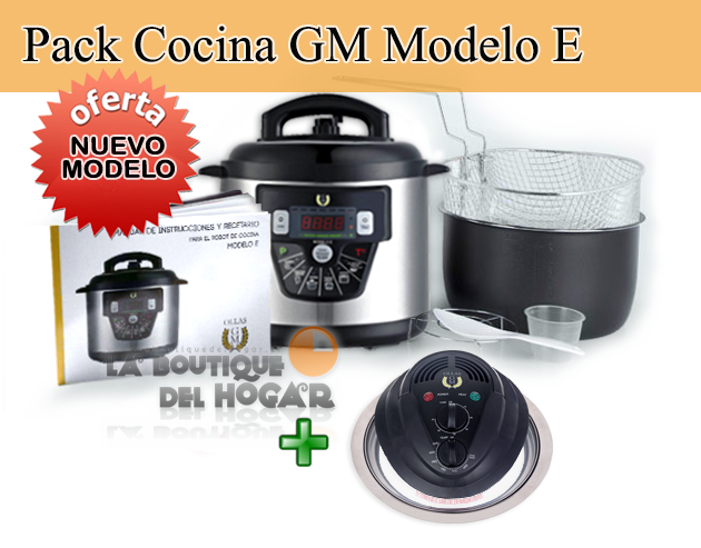 Olla Programable GM modelo E Funcion freidora y Función de Voz – 6 litros + Tapa de Convección halógena 6L