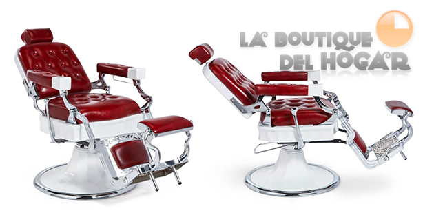 Sillón Clásico de Barbero hidráulico estilo Retro Vintage con reposapies integrado Modelo Jones