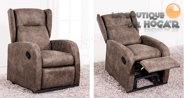 Sillón Relax Pared Cero Grados Modelo Home Orejero en Tejido Terra Cuir