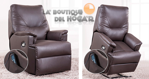 Sillón Relax Levantapersonas Modelo Lincoln en polipiel - Color Chocolate
