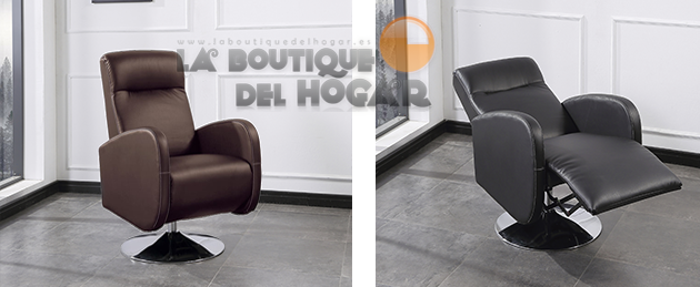Sillón Relax reclinable y giratorio 360º en símil piel Modelo Living