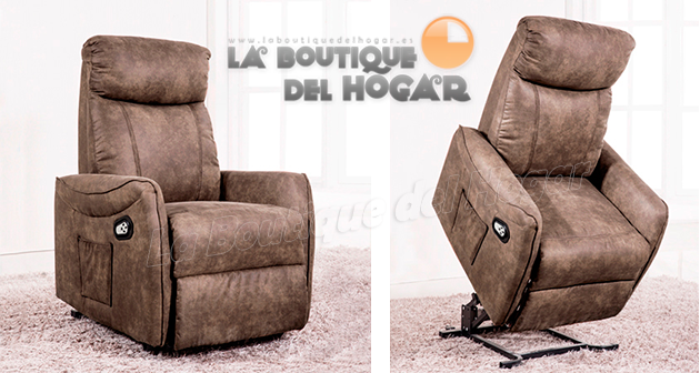 Sillón Relax Levantapersonas Doble Motor en Tejido Terra Cuir Modelo Mister