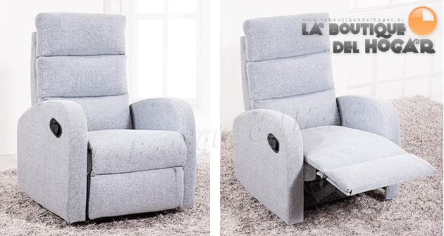 Sillón Relax Pared Cero Grados Modelo Pacific en Tela Bali Gris Perla
