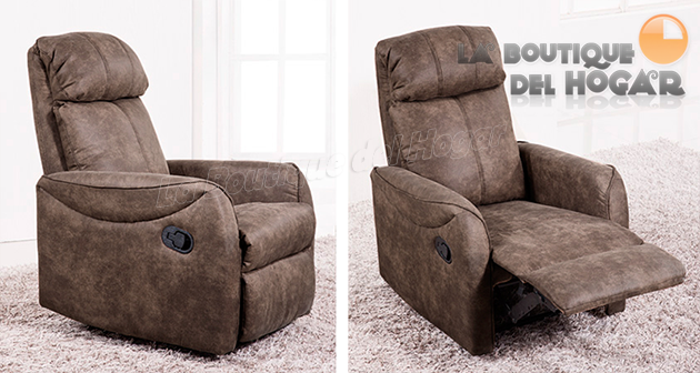 Sillón Relax Pared Cero Grados Modelo Slim en Tejido Terra Cuir
