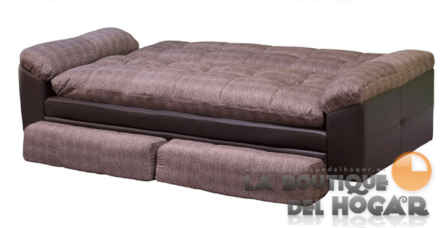 Sofá Cama Modelo Durban con Sistema de apertura tipo libro y Puf Chaise Longue