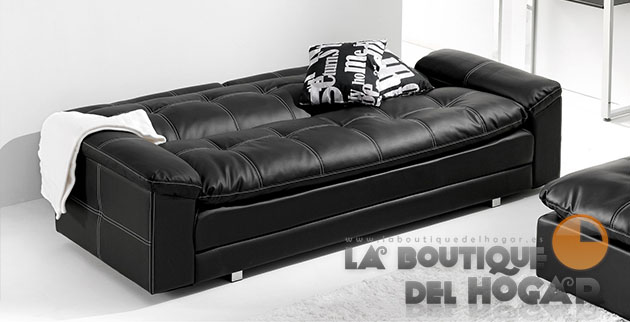 Sofá Cama Modelo Durban con Sistema de apertura tipo libro y Puf Chaise Longue