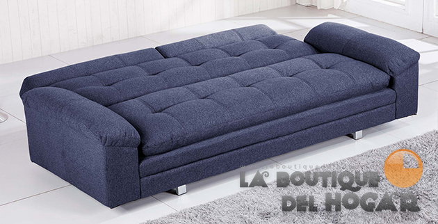 Sofá Cama Modelo Durban con Sistema de apertura tipo libro y Puf Chaise Longue