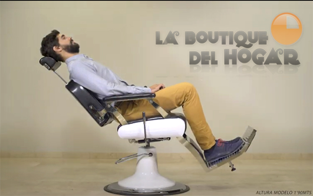 Sillón Clásico de Barbero hidráulico estilo Retro Vintage con reposapies integrado Modelo Classic