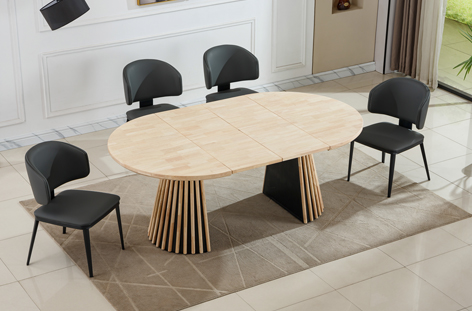 Mesa Comedor Extensible Grove Nordish abierta en comedor moderno